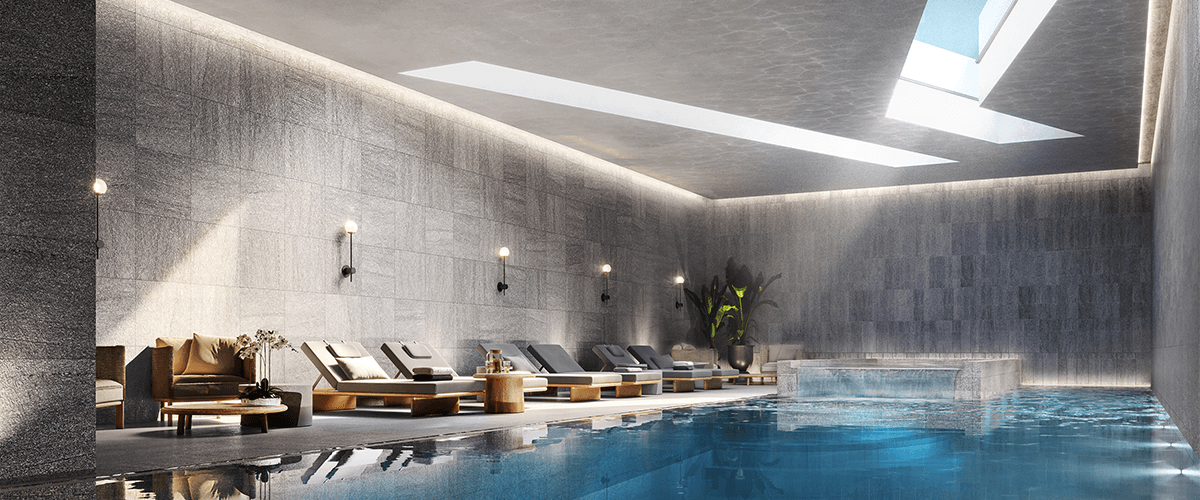 带有自然光天窗的豪华泳池