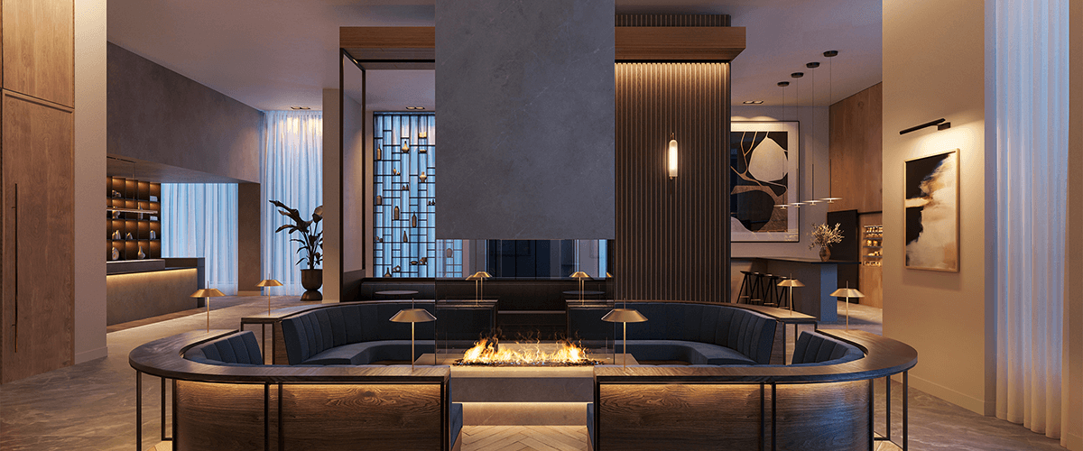 带有绚烂篝火的宏伟大堂